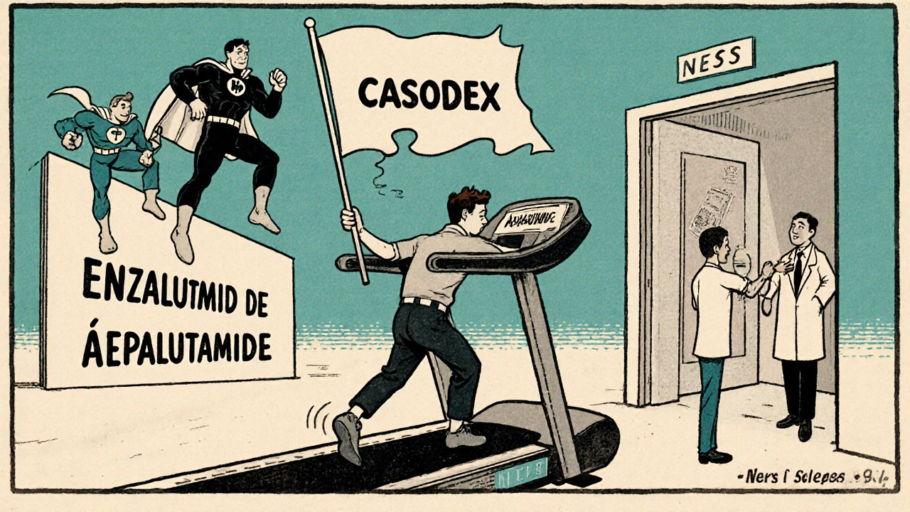 Homme sur un tapis roulant médical avec des traitements en progression contre le cancer.