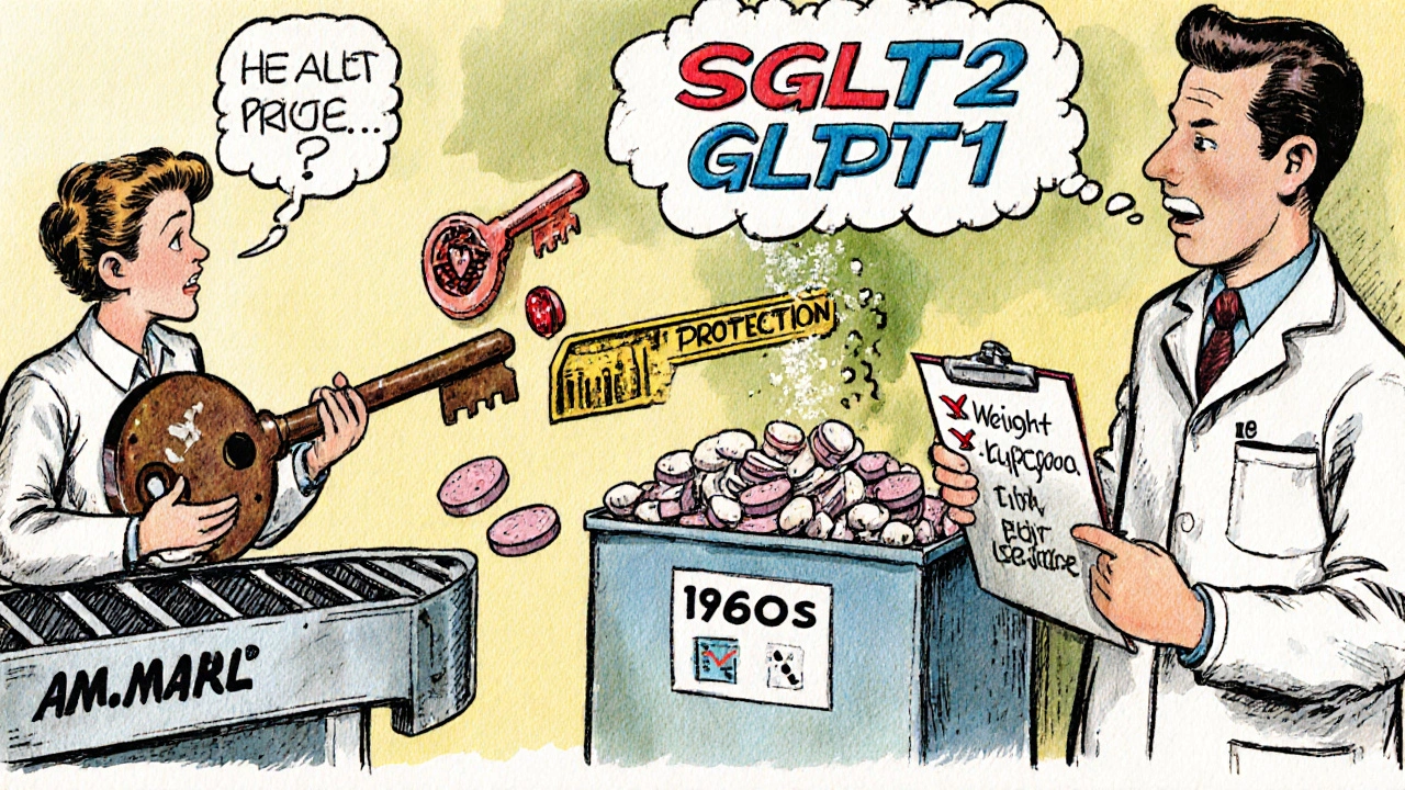 Patient échangeant Amaryl contre un nouveau traitement à une station de mise à jour médicale.