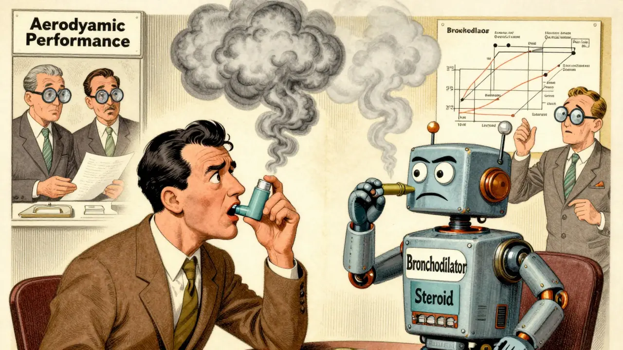 Un patient utilise un inhalateur robotisé à deux têtes qui délivre des nuages de médicaments inégaux.