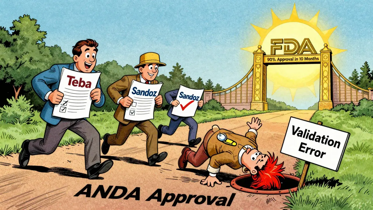 Trois entreprises en course vers l'approbation ANDA, l'une trébuchant sur un brevet.