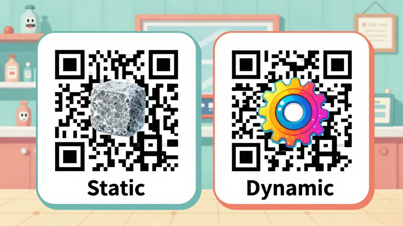Comparaison illustrée entre un QR code statique et un QR code dynamique.