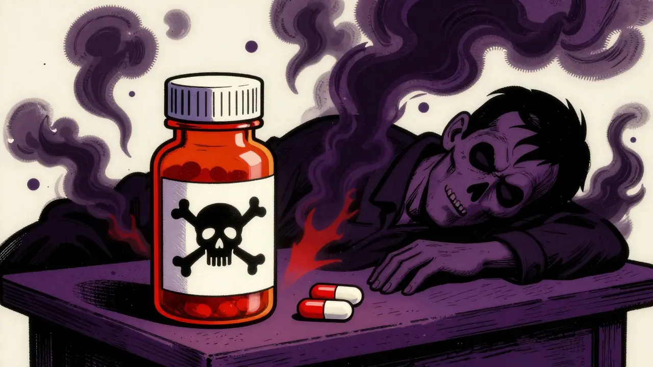 Médicaments contrefaits dangereux émettant des ombres menaçantes