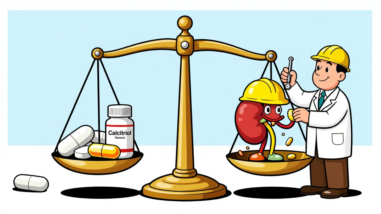 Équilibre entre médicaments et santé rénale en dessin
