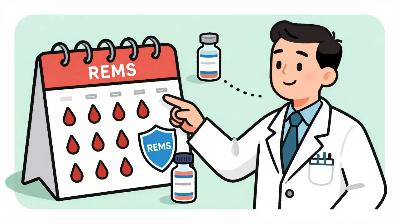 Médecin montrant un calendrier de tests sanguins obligatoires pour la sécurité