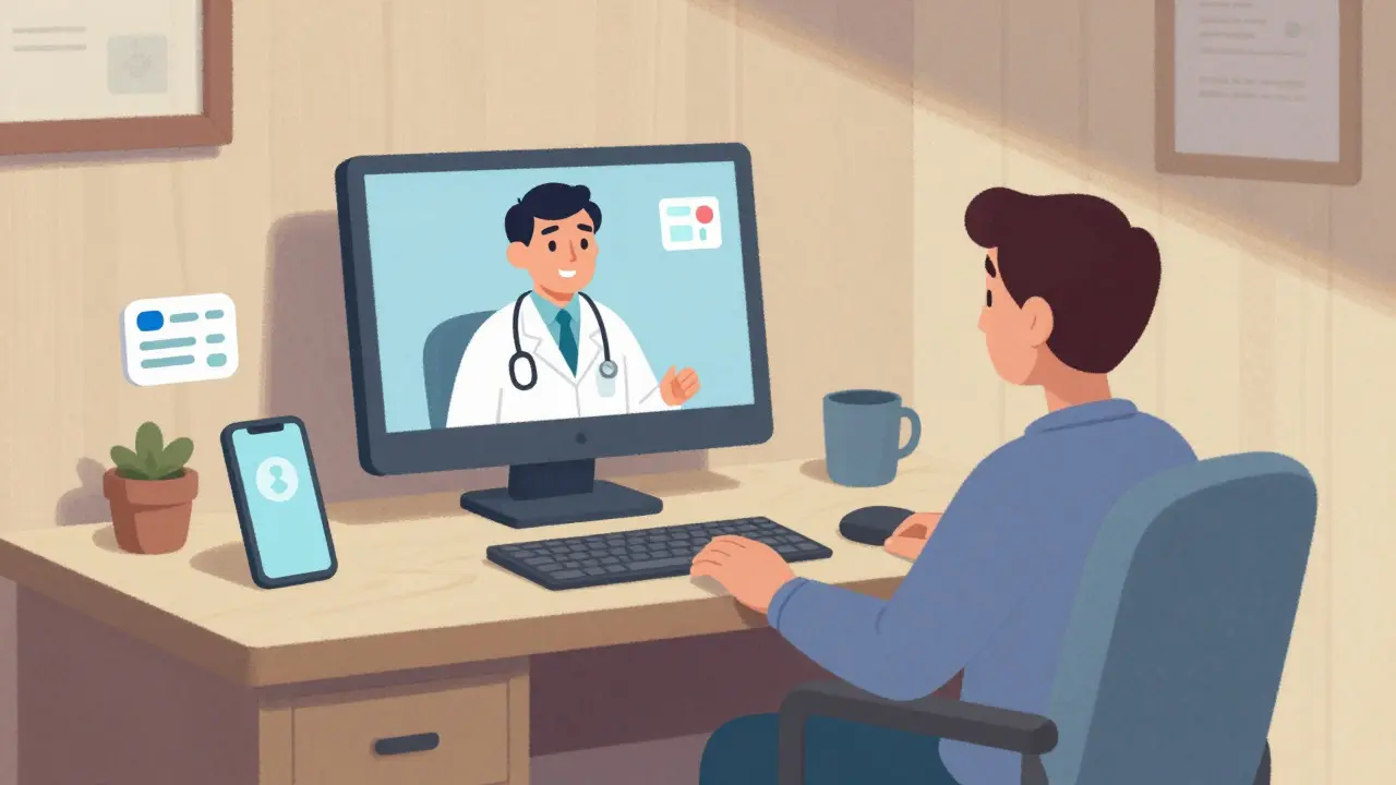 Consultation de télémédecine en ligne avec un médecin sur écran