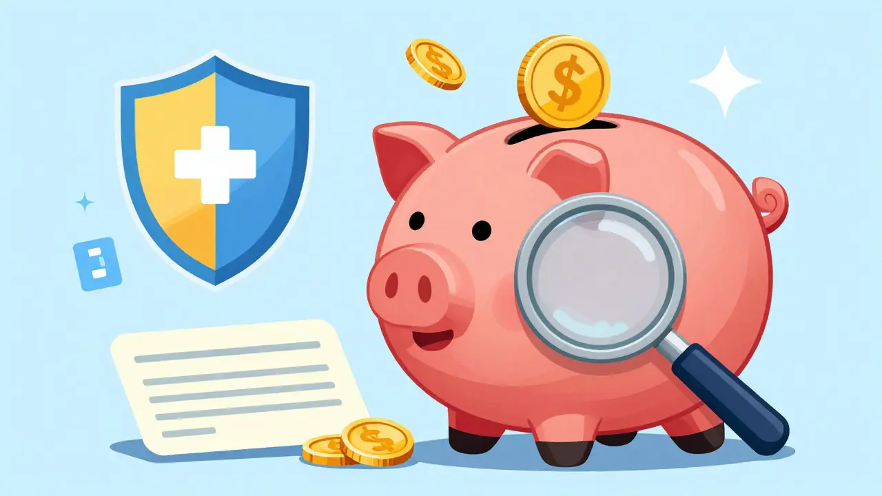 Économies d'argent et sécurité des prescriptions montrées en illustration cartoon