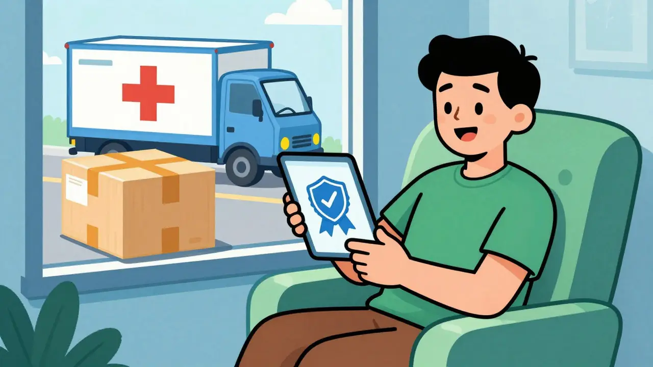 Client satisfait commandant en ligne avec sécurité
